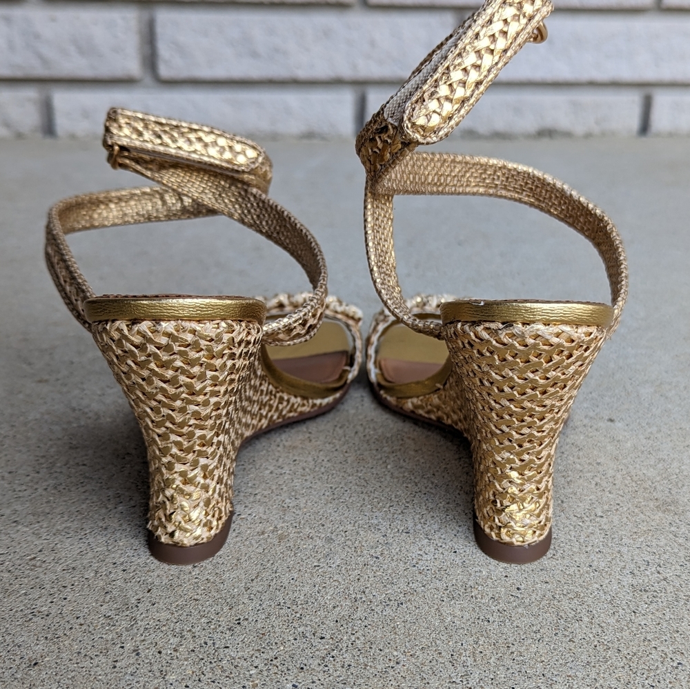 SARTO by Franco Sarto wrap ankle strap woven metallic wedge heel sandal 6 - Picture 8 of 10